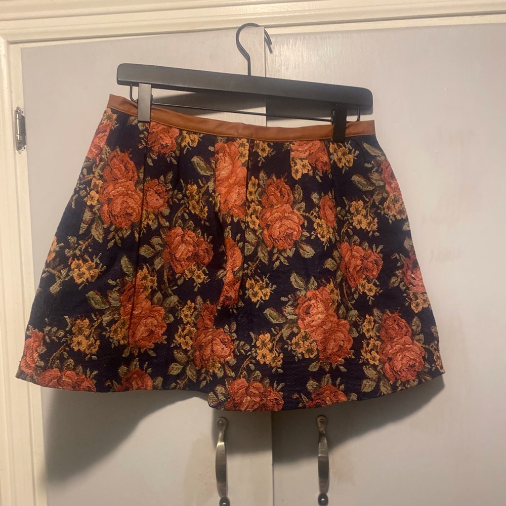 NWT Floral Denim Mini Skirt